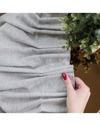 Dekoracyjna zasłonka z zagęszczanej siateczki z błyszczącą nicią, na taśmie marszczącej, kolor morski, rozmiar 145x245 cm, Mirella