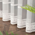 PREMIUM ALLURE Firanka na metry Linus, wysokość 300 cm, kolor biały z białym haftem - sprzedawana na metry