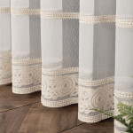 PREMIUM ALLURE Firanka na metry Linus, wysokość 300 cm, kolor beżowy ze złotym haftem - sprzedawana na metry