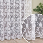 Długa firana żakardowa, wzór kwiatowy po całości, wysokość 250 cm, kolor biały, Otylia - sprzedawana na metry