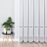 Długa firana markizeta z kwiatową gipiurą, wysokość 280 cm, 089060 - sprzedawana na metry