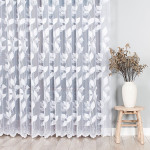 Firana żakardowa w liście, kolor biały, wysokość 250 cm, 023083 - sprzedawana na metry