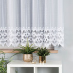 Krótka firanka żakardowa ze wzorem ażurowym na  samym dołem, kolor biały, wysokość 160 cm, Felicja - sprzedawana na metry