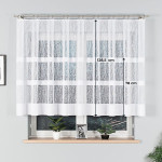 Krótka nowoczesna firana żakardowa z pasami, kolor biały, wysokość 130 cm - sprzedawana na metry