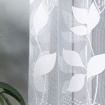 Krótka firanka żakardowa w liście, wysokość 130 cm, 023083 - sprzedawana na metry