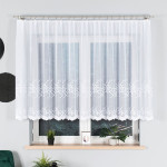 Krótka firanka żakardowa do salonu z roślinnym wzorem, wysokość 130 cm - sprzedawana na metry