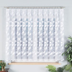 Krótka firanka żakardowa w liście, wysokość 160 cm, 023083 - sprzedawana na metry