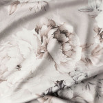 Welwetowy materiał na zasłony, drukowany w kolorze beżowym, szerokość 150 cm, Peoni - sprzedawany na metry