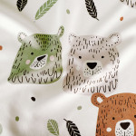 Welurowy materiał na zasłony do pokoju dziecięcego Miłe Misie, kolor zielony, szerokość 165 cm - sprzedawana na metry