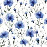 Wodoodporna tkanina dekoracyjna Chabry, szerokość 160 cm, kolor biały z niebieskim kwiatowym nadrukiem - sprzedawana na metry
