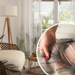 Firana etamina z ołowianką, drukowany  wzór od dołu, wysokość 295 cm, Tropikalna oaza - sprzedawana na metry