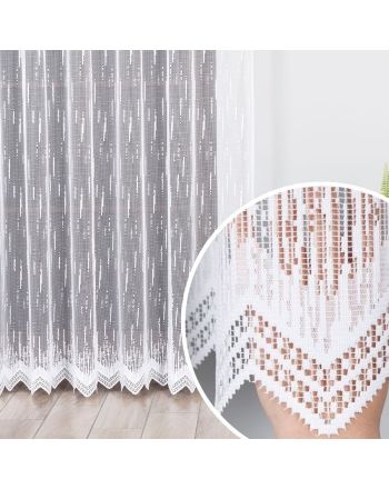 Firana żakardowa o strukturze deszczyku w kolorze białym, do salonu, wysokość 250 cm, 000146 - sprzedawana na metry