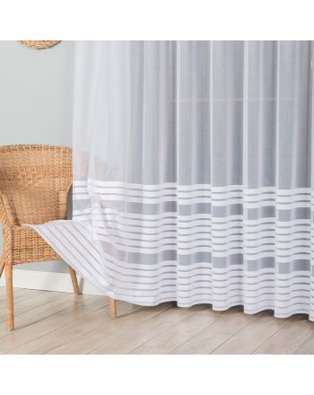Firanka żakardowa ze wzorem pasowym, kolor biały, oferowana w wysokości 160 cm i 250 cm- sprzedawana na metry