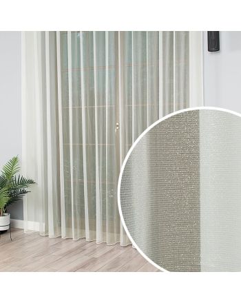Długa firana z błyszczącej przędzy w kolorze kremowym, wysokość 330 cm - sprzedawana na metry