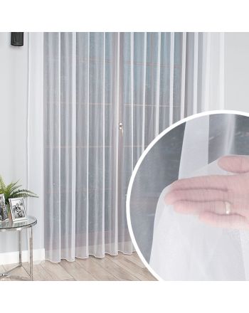 Biała firana z błyszczącej markizety z obciążnikiem, wysokość 330 cm, 000430 - sprzedawana na metry