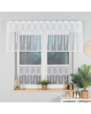 INARA Zazdrostka makramowa żakardowa gotowa, szerokość 180 x wysokość 75cm