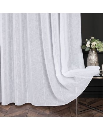 PREMIUM ALLURE Firanka wykończona ołowianką na fleksach, Kristen, kolor biały, wysokość do 280 cm - szyta na wymiar