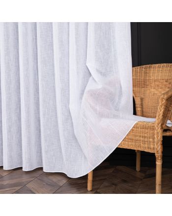 PREMIUM ALLURE Firanka o strukturze płótna z pionowymi przeszyciami, na haczykach fleks, Gianna, kolor biały, wysokość do 280 cm - szyta na wymiar
