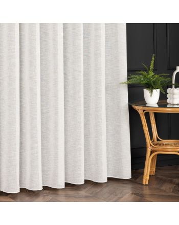 PREMIUM ALLURE Firanka o strukturze płótna, na taśmie wykończona ołowianką, Irma, wysokość 300 cm, kolor kremowy, wysokość do 300 cm - szyta na wymiar