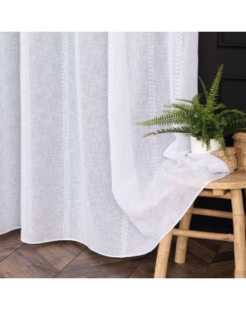 PREMIUM ALLURE Firanka wykończona ołowianką Hilda, wysokość 300 cm, kolor biały - sprzedawana na metry