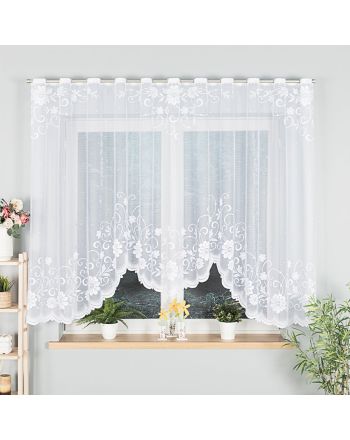 Firanka żakardowa gotowa krótka do kuchni z otworami na drążek karnisza 300x160 cm Teresa