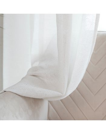 Dekoracyjna zasłonka z zagęszczanej siateczki z błyszczącą nicią, na taśmie marszczącej, kolor biały, rozmiar 145x245 cm, Mirella