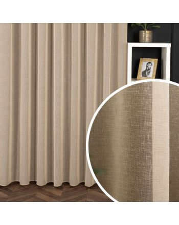 PREMIUM ALLURE Firanka wykończona ołowianką na przelotkach, Petra, kolor beżowy, wysokość do 300 cm - szyta na wymiar