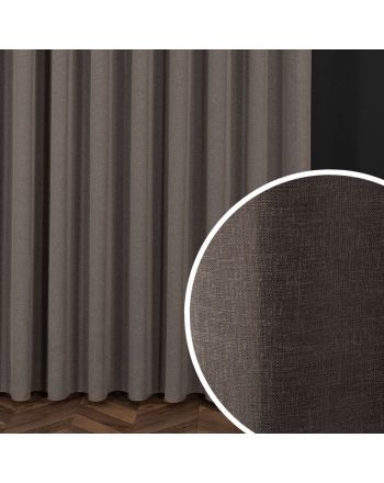 PREMIUM ALLURE Firanka wykończona ołowianką na taśmie Petra, kolor szarobrązowy, wysokość do 320 cm - szyta na wymiar