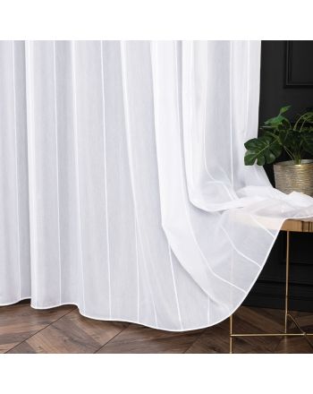 Firanka Alma Premium Allure biała z pionowym błyszczącym haftem, wysokość 300 cm