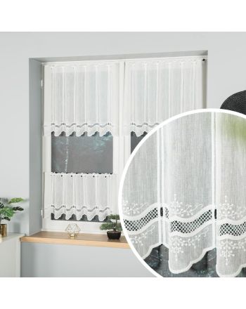 Zazdrostka panelowa z delikatnym haftem, kolor naturalny, oferowana w dwóch wysokościach - sprzedawana na metry