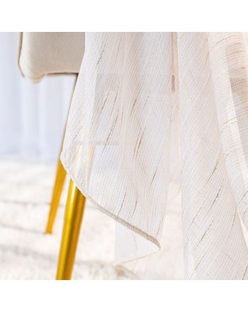 Firana o strukturze deszczyku, na przelotkach, kolor kremowy ze złotą nitką, wysokość do 280 cm, Neve - szyta na wymiar