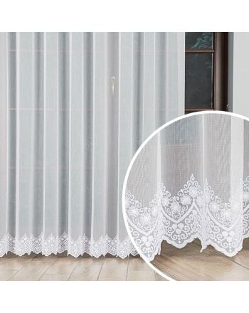 Firanka haftowana ze wzorem na samym dole, kolor biały, wysokość 280 cm, 123397 - sprzedawana na metry