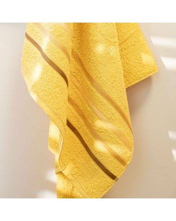 Ręcznik bawełniany z kolorową bordiurą, kolor żółty, 2 rozmiary, Dolce Pop