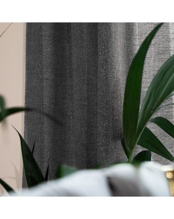 Dekoracyjna zasłonka z zagęszczanej siateczki z błyszczącą nicią, na taśmie marszczącej, kolor antracytowy, rozmiar 145x245 cm, Mirella