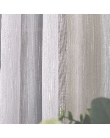 Firana o strukturze deszczyku do salonu, na ślizgach do szyny sufitowej, kolor biały ze srebrną nitką, wysokość do 290 cm, Neve - szyta na wymiar