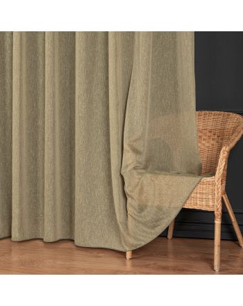 Elegancka firanka do salonu z deszczykiem po całości, kolor szarozielony, wysokość 300 cm - sprzedawana na metry