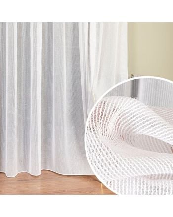 Firana do salonu z puszystą moherową siateczką wzbogacona połyskującą srebrną nicią, na taśmie, kolor biały, wysokość do 320 cm - szyta na wymiar