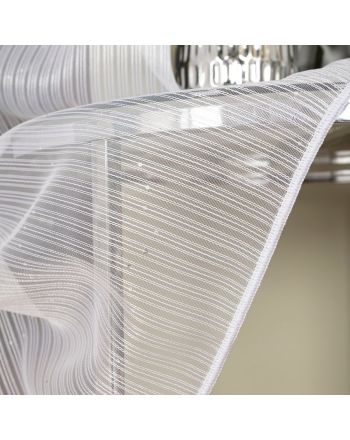 Długa biała firana z ołowianką do salonu, ozdobiona srebrnymi cekinami, na taśmie marszczącej, wysokość do 300 cm, Eleni - szyta na wymiar