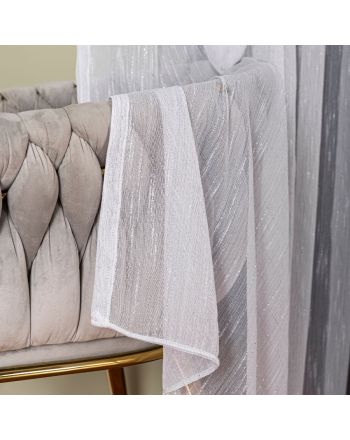Firana o strukturze deszczyku, na przelotkach, kolor biały ze srebrną nitką, wysokość do 280 cm, Neve - szyta na wymiar