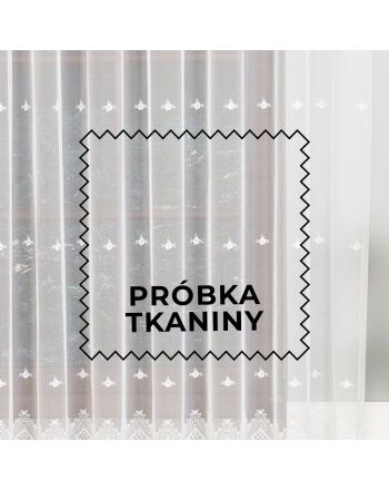 Próbka firany haftowanej w kwiaty, 024489, kolor biały