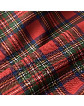 Tkanina wodoodporna dekoracyjna, drukowana, kolor szkocka krata w odcieniu czerwonym, szerokość 160 cm, Szkoti - sprzedawana na metry
