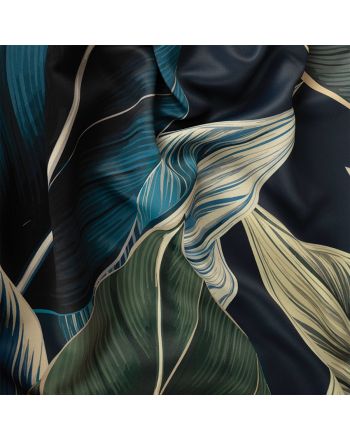 Materiał na zasłony zaciemniający typu blackout, drukowany wzór liście, wysokość 300 cm, Zurin - sprzedawany na metry