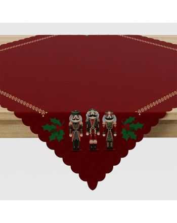 Serweta świąteczna wodoodporna dziadek do orzechów, rozmiar 79x79 cm, kolor czerwony