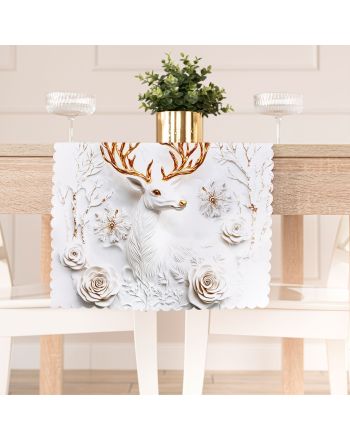 Bieżnik z tkaniny wodoodpornej z efektownym nadrukiem 3D, rozmiar 38x140 cm, Jelonek