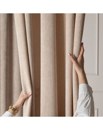 Welurowy materiał na zasłony, kolor beżowy, wysokość 285 cm, Soft - sprzedawany na metry
