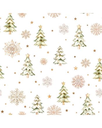 Wodoodporny materiał świąteczny Choinki – Zimowa opowieść, szerokość 160 cm, nadruk jednostronny