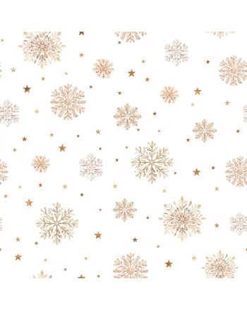 Wodoodporny materiał na zasłony lub obrusy, z drukowanym motywem zimowych płatków, szerokość 160 cm, Śnieżki-Zimowa opowieść - sprzedawany na metry