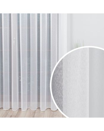 Błyszcząca firanka na delikatnej siateczce o strukturze deszczyku z obciążnikiem na fleksach, kolor off-white, wysokość do  310 cm - szyta na wymiar