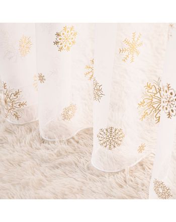 Firana świąteczna gotowa woal ze złotym nadrukiem na taśmie krótka lub długa Śnieżka