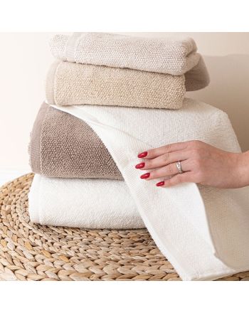 Ręcznik bawełniany w kolorze białym, oferowany w dwóch rozmiarach, Leon
